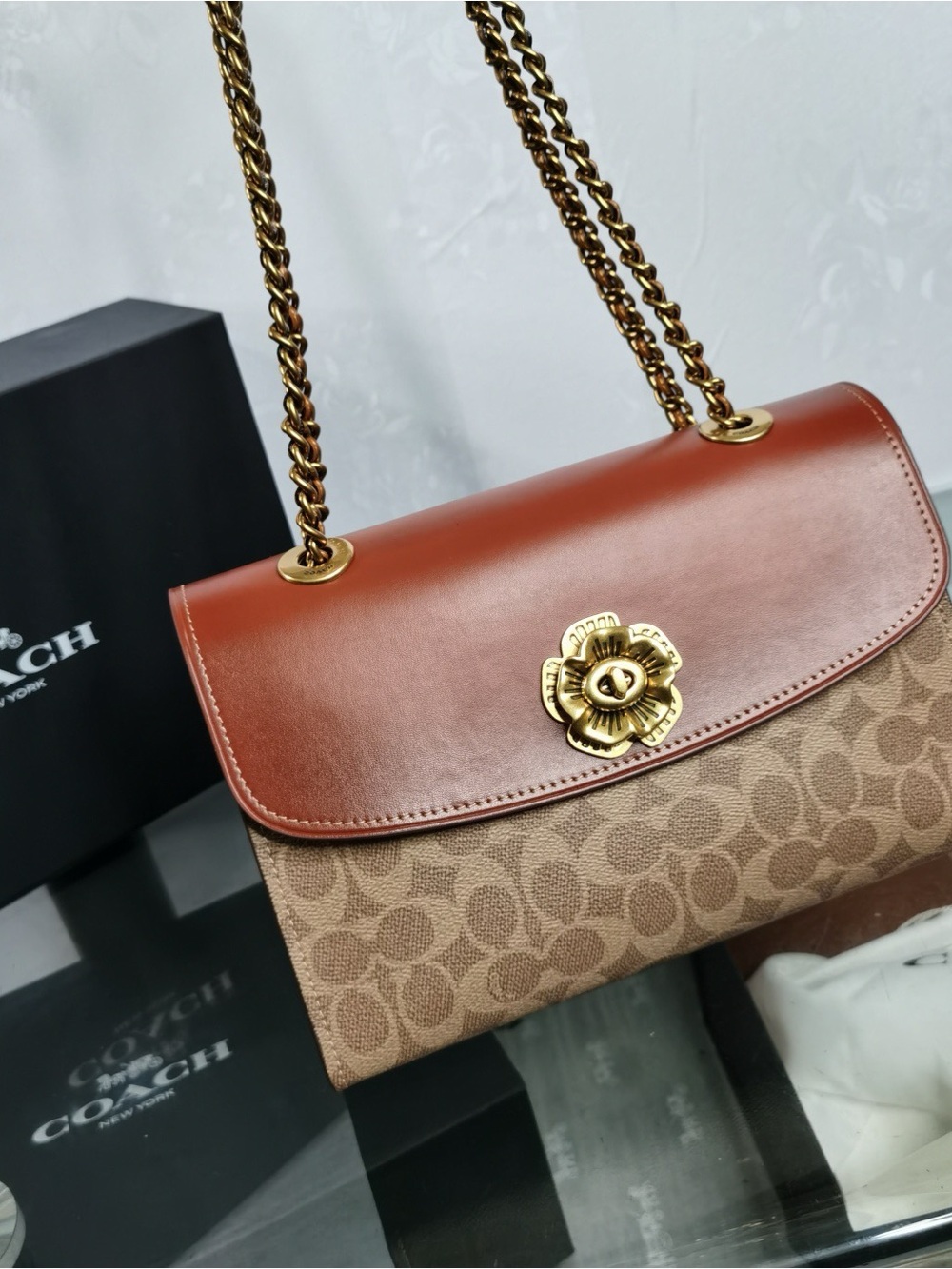 Coach Brown Signature Canvas and Saddle Leather Crossbody with Gold Hardware
